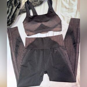 Gymshark Black and Gray Seamless Leggings Set